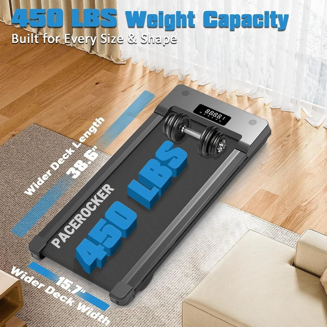 Alt view image 4 of 7 - Walking Pad Treadmill 450 lb Capacity, Auto Incline Under Desk Treadmill