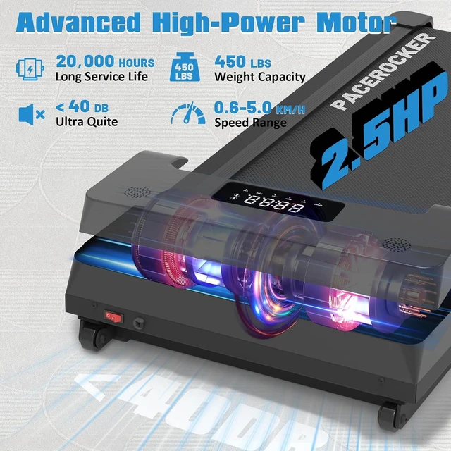 Alt view image 5 of 7 - Walking Pad Treadmill 450 lb Capacity, Auto Incline Under Desk Treadmill