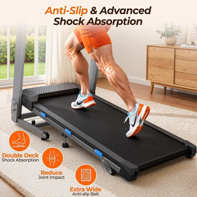 Alt view image 6 of 7 - Cardirun Foldable Treadmills for Home with 10% Incline, 400 LBS Capacity