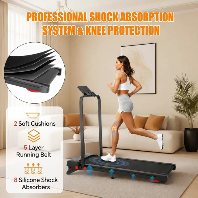 Alt view image 2 of 7 - Walking Pad Treadmill with Incline and Handle Bar, 7.5MPH Under Desk Foldable Treadmill for Home Office with Remote Control