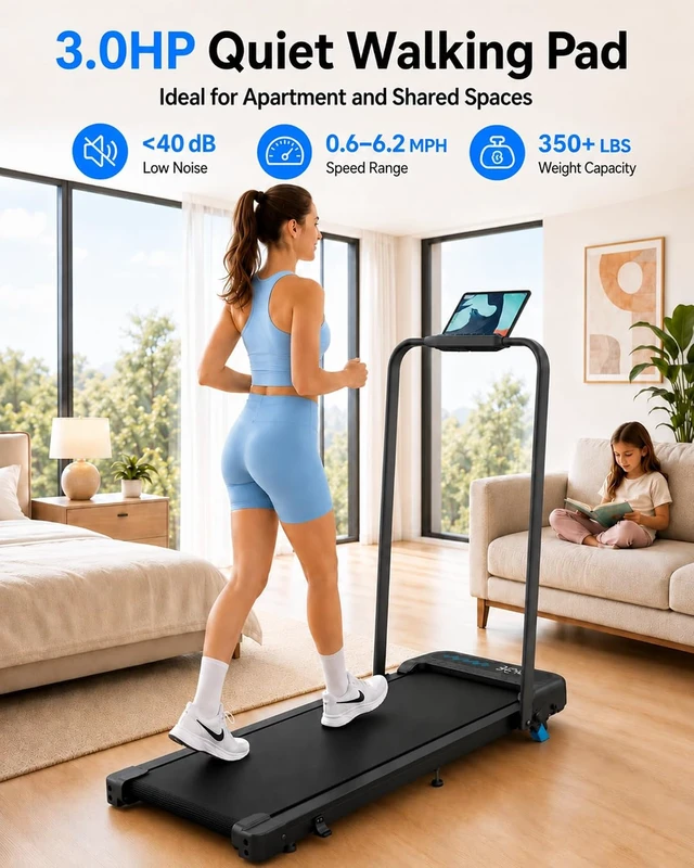 Alt view image 6 of 7 - Cardirun Walking Pad with Incline and Stable Handle Bar, Foldable Treadmill