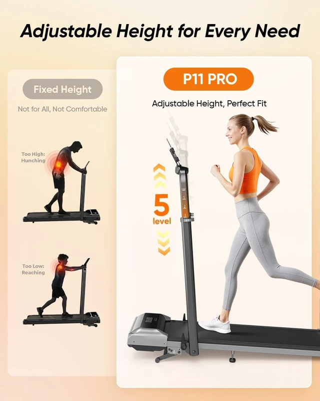 Alt view image 2 of 7 - Acezoe Walking Pad with 12% Incline & Height-Adjustable Handlebar, 5-in-1 Foldable Treadmill for Home & Office, Portable Under Desk Treadmill with LED Display & App Control