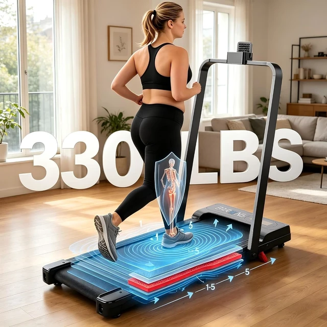 Alt view image 3 of 7 - BARWING Foldable Incline Walking Pad 3.0/3.5 HP Treadmills for Home, 7.5/8.5 MPH Under Desk Treadmill with Handles, Foldable Treadmill with Quiet Brushless, 330 LBS Weight Capacity