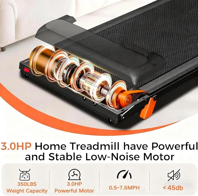 Alt view image 4 of 7 - BARWING Foldable Incline Walking Pad 3.0/3.5 HP Treadmills for Home, 7.5/8.5 MPH Under Desk Treadmill with Handles, Foldable Treadmill with Quiet Brushless, 330 LBS Weight Capacity