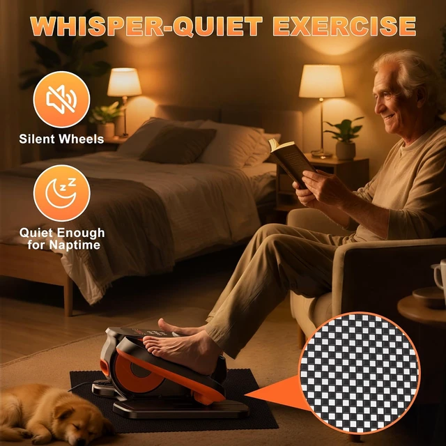 Alt view image 6 of 7 - Low Impact Mini Under Desk Elliptical Quiet Electric Leg Exerciser