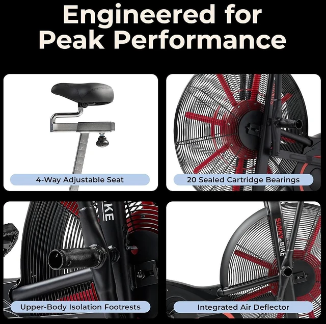 Alt view image 5 of 7 - Sunny Health & Fitness Smart Heavy-Duty Fan Bike for HIIT Cycling Workout