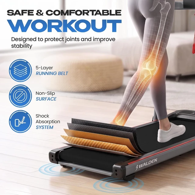 Alt view image 5 of 7 - Walden Sports Folding Electric Treadmill with Handle - Portable Running Machine LCD Screen - 6.2mp/h Adjustable Speed