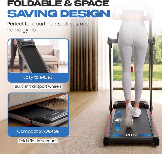 Alt view image 7 of 7 - Walden Sports Folding Electric Treadmill with Handle - Portable Running Machine LCD Screen - 6.2mp/h Adjustable Speed