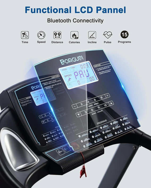 Alt view image 6 of 7 - Auto Incline BORGUSI Treadmill, Heavy Duty Treadmill for Home, Wide Belt