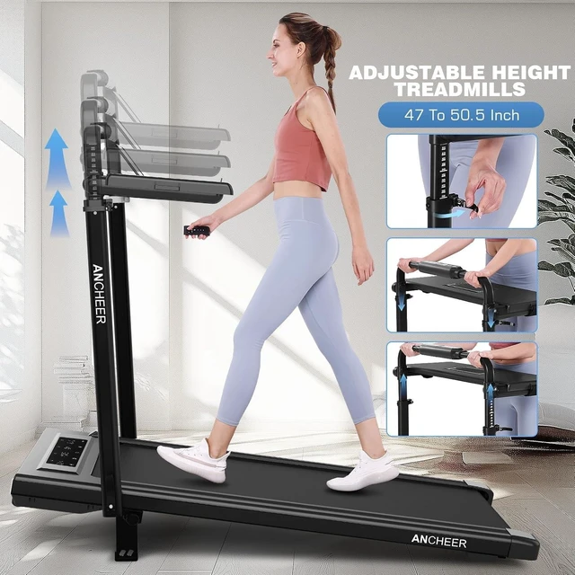 Alt view image 2 of 7 - Walking Pad Treadmill with Desk Workstation,3.5 HP Foldable Treadmills with 15% Incline & Handle Bar,450lbs Capacity,2s Folding,Ultra-Quiet,Small/Compact Under Desk Treadmills for Home Office