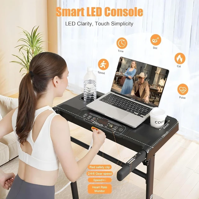 Alt view image 3 of 7 - BARWING Foldable Incline Walking Pad 3.0/3.5 HP Treadmills for Home, 7.5/8.5 MPH Under Desk Treadmill with Handles, Foldable Treadmill with Quiet Brushless, 330 LBS Weight Capacity