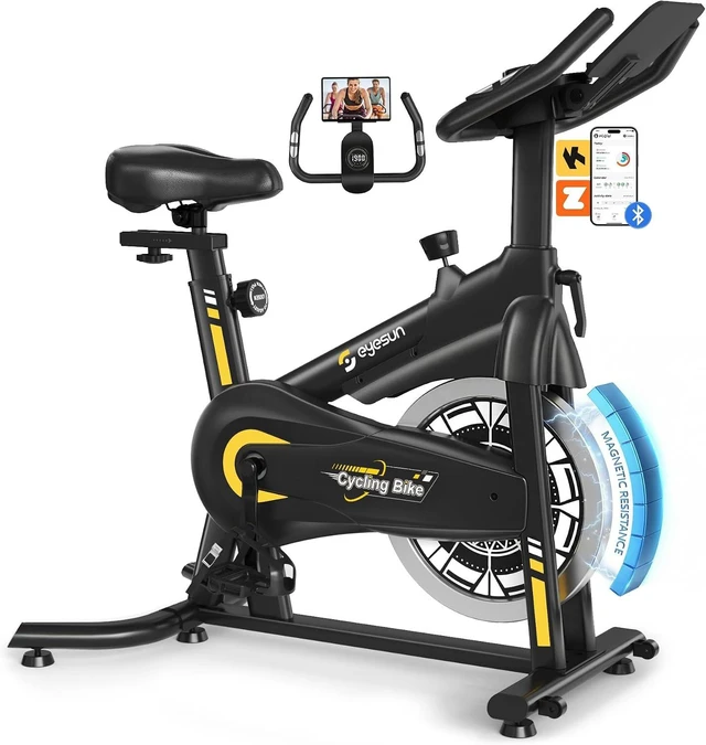 Main image of Exercise Bikes for Home,Spin Bike with Adjustable Magnetic,Brake Pad Resistance Silent Belt Drive,350lbs/300lbs Weight Capacity &Upgraded Version Seat for Home Cardio&Weight Loss(QM-530W)