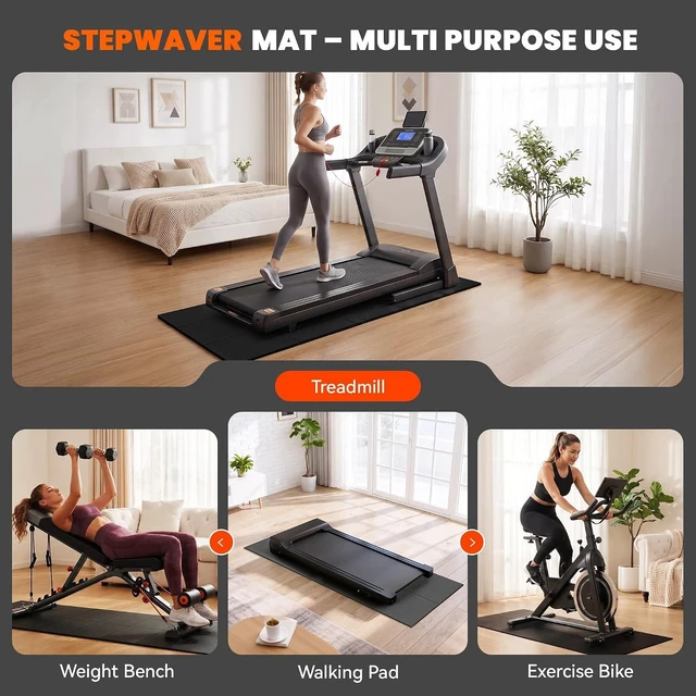 Alt view image 6 of 7 - Stepwaver Treadmill Mat for Hardwood Floor Carpet, 79" × 39.4"