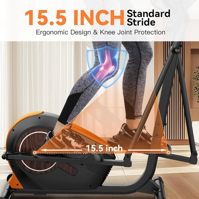 Alt view image 2 of 7 - ANCHEER Elliptical Exercise Machine with 15.5" Stride, 500 LBS, Ultra-Quiet