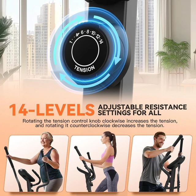 Alt view image 5 of 7 - ANCHEER Elliptical Exercise Machine with 15.5" Stride, 500 LBS, Ultra-Quiet