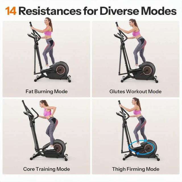 Alt view image 7 of 7 - ANCHEER Elliptical Exercise Machine with 15.5" Stride, 500 LBS, Ultra-Quiet