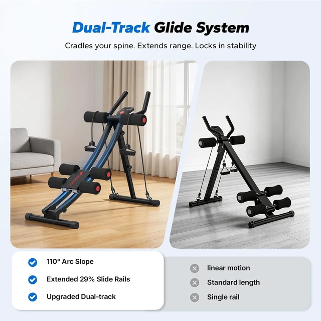 Alt view image 4 of 7 - MERACH Ab Machine, Adjustable Dual Track Ab Trainer, Ab Workout Equipment