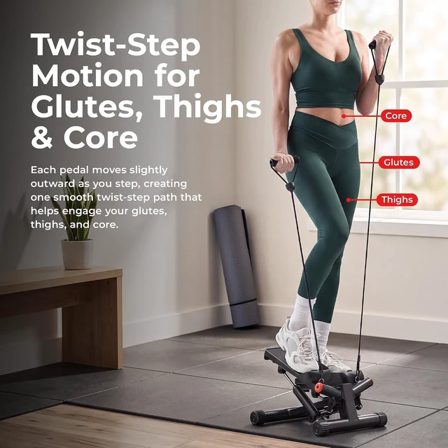 Alt view image 2 of 7 - Sunny Health & Fitness Twist Stair Stepper with Resistance Bands