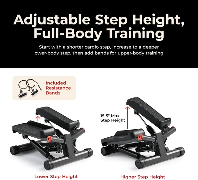 Alt view image 4 of 7 - Sunny Health & Fitness Twist Stair Stepper with Resistance Bands
