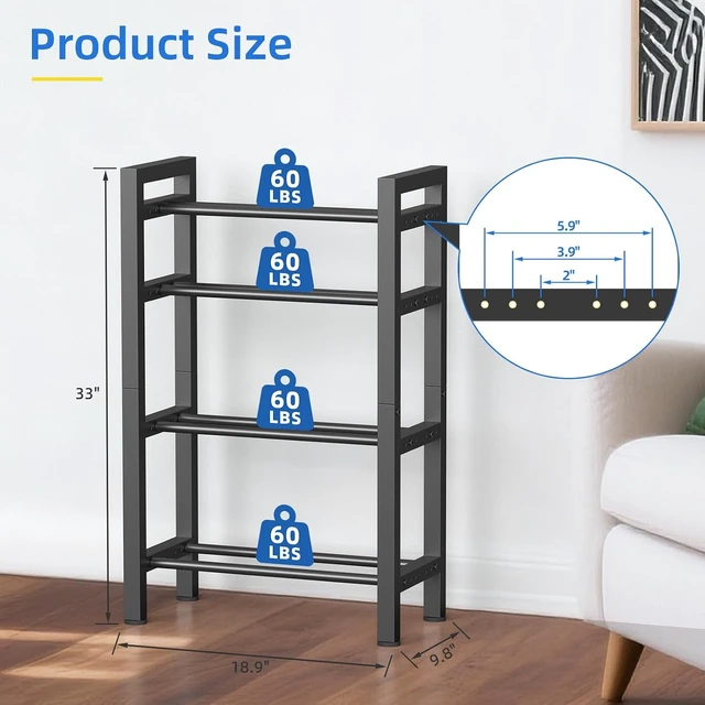 Alt view image 4 of 7 - Dumbbell Rack, 4-Tier Weight Rack, Weight Rack for Home Gym, Adjustable Kettlebell Storage Rack, Heavy-Duty Weight Holder, Dumbbell Stand Organizer (Rack Only)