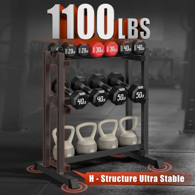 Alt view image 2 of 7 - Jusgym Dumbbell Rack Stand Only, 3 Tier Adjustable Height & Angle 1100LBS