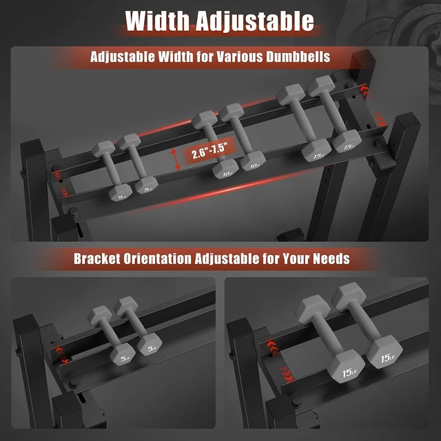 Alt view image 6 of 7 - Jusgym Dumbbell Rack Stand Only, 3 Tier Adjustable Height & Angle 1100LBS