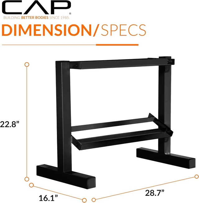 Alt view image 4 of 7 - Cap 24-Inch Dumbbell Storage Rack for Home Gym, 2-Tier Heavy-Duty Weight Rack for Hex Dumbbells, Space-Saving Steel Free Weight Organizer Stand, Holds 5lb - 25lb Pairs