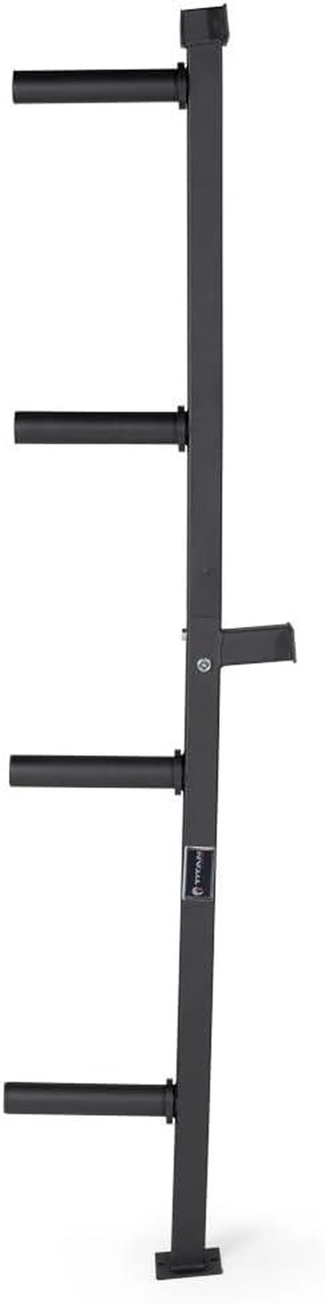 Main image of Titan Fitness Weight Plate Wall Mounted Storage Rack, Angled 4-Peg Design, Olympic Sized Weight Plate Organizer, Rated 800 LB, Anchored Wall Mounted Storage