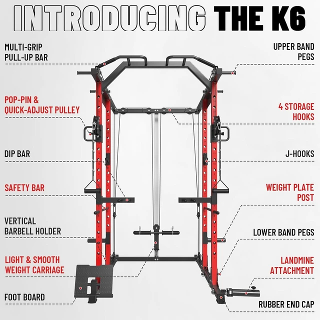 Alt view image 2 of 6 - Mikolo Power Cage, Power Rack with Cable Crossover System, 1500LBS Squat Rack with LAT Pull Down System, Workout Cage with Pulley System for Fitness Home Gym