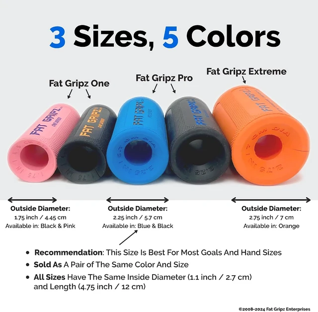 Alt view image 7 of 7 - Fat Gripz Pro - The Simple Proven Way To Get Big Biceps & Forearms Fast - At Home Or In The Gym (4x Men's Health Award Winner) (2.25" Outer Diameter)