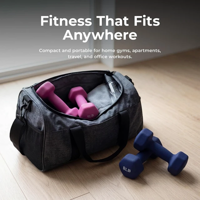 Alt view image 7 of 7 - Sunny Health & Fitness Neoprene Hex Dumbbell for Home Gym 2-10 lb Pair