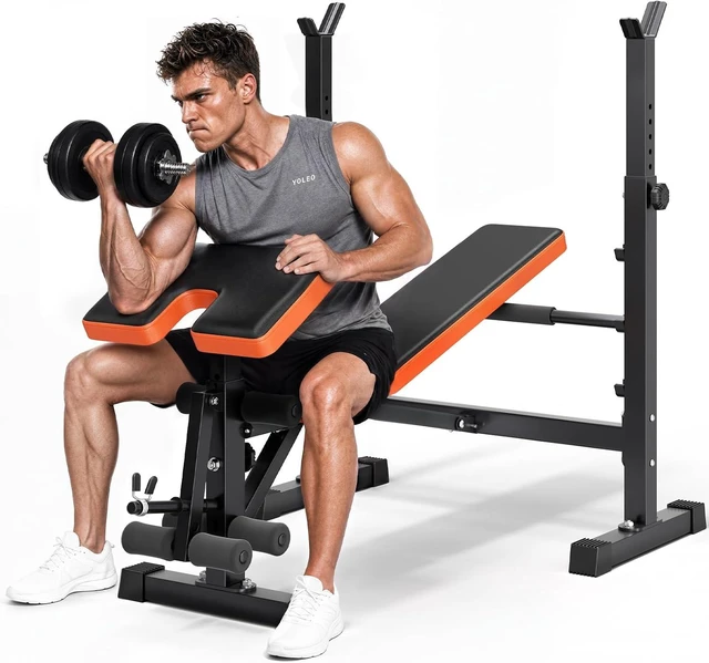 Main image of YOLEO 6 in 1 Adjustable & Foldable Weight Bench Set for Bench Press