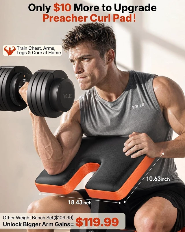 Alt view image 2 of 7 - YOLEO 6 in 1 Adjustable & Foldable Weight Bench Set for Bench Press