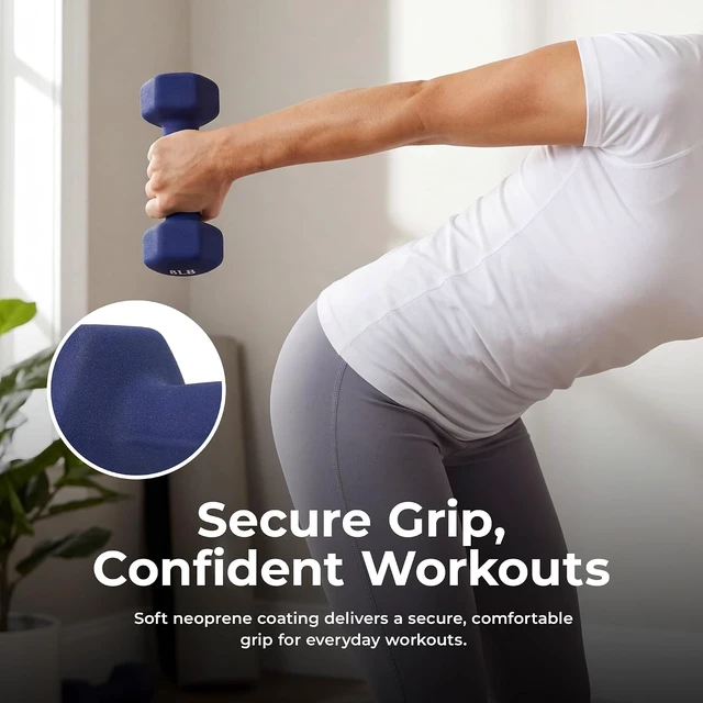 Alt view image 2 of 7 - Sunny Health & Fitness Neoprene Hex Dumbbell for Home Gym 2-10 lb Pair