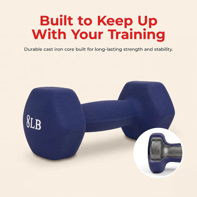 Alt view image 3 of 7 - Sunny Health & Fitness Neoprene Hex Dumbbell for Home Gym 2-10 lb Pair