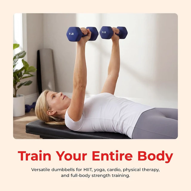 Alt view image 5 of 7 - Sunny Health & Fitness Neoprene Hex Dumbbell for Home Gym 2-10 lb Pair