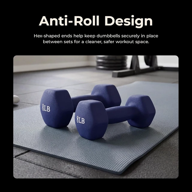 Alt view image 4 of 7 - Sunny Health & Fitness Neoprene Hex Dumbbell for Home Gym 2-10 lb Pair