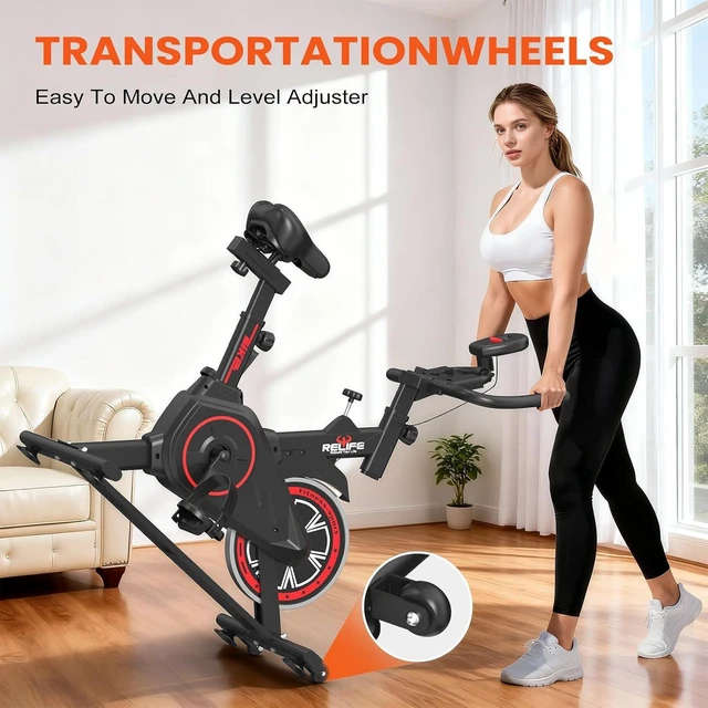 Alt view image 7 of 7 - RELIFE REBUILD YOUR LIFE Exercise Bike, Friction Stationary Bike for Home