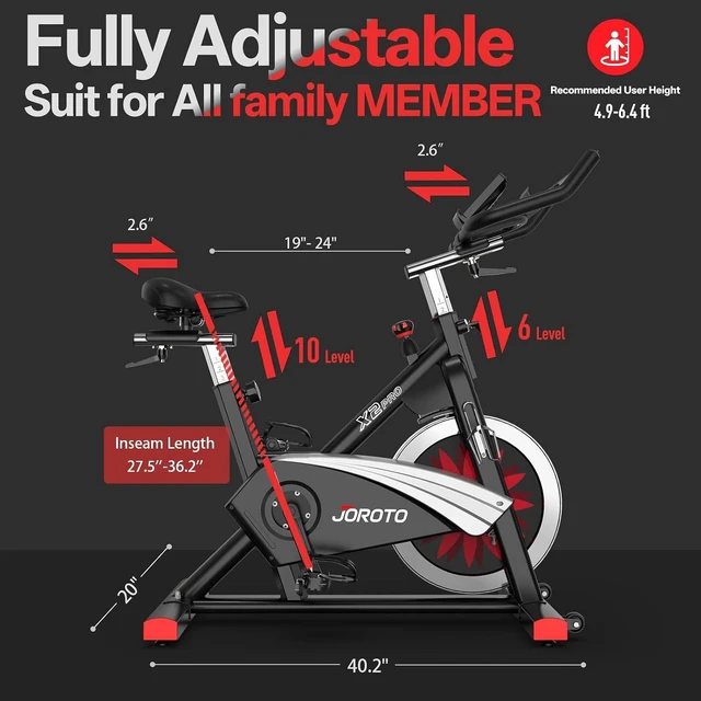 Alt view image 6 of 7 - JOROTO Exercise Bike, Magnetic Stationary Bikes for Home