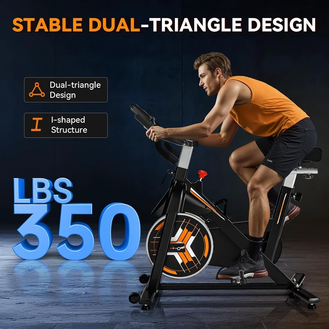 Alt view image 2 of 7 - Exercise Bike, Wenoker Stationary Bike for Home, App Supported Indoor Bike with Adjustable Seat and Multi-grips Handlebar, Transport Wheels and Fitness Courses