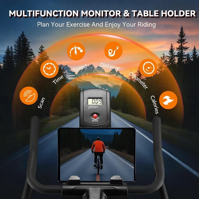 Alt view image 7 of 7 - Exercise Bike, Wenoker Stationary Bike for Home, App Supported Indoor Bike with Adjustable Seat and Multi-grips Handlebar, Transport Wheels and Fitness Courses