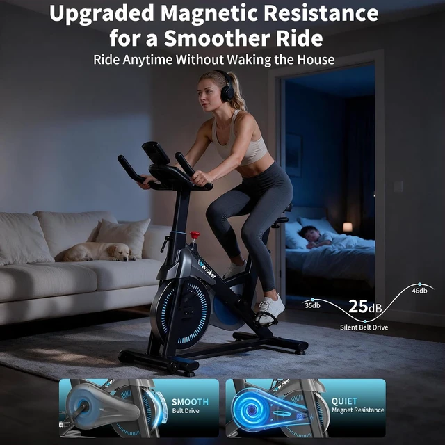Alt view image 2 of 7 - Wenoker Exercise Bike, Magnetic Stationary Bike for Home with APP