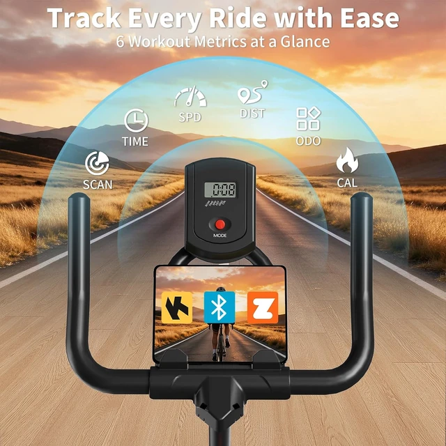 Alt view image 5 of 7 - Wenoker Exercise Bike, Magnetic Stationary Bike for Home with APP