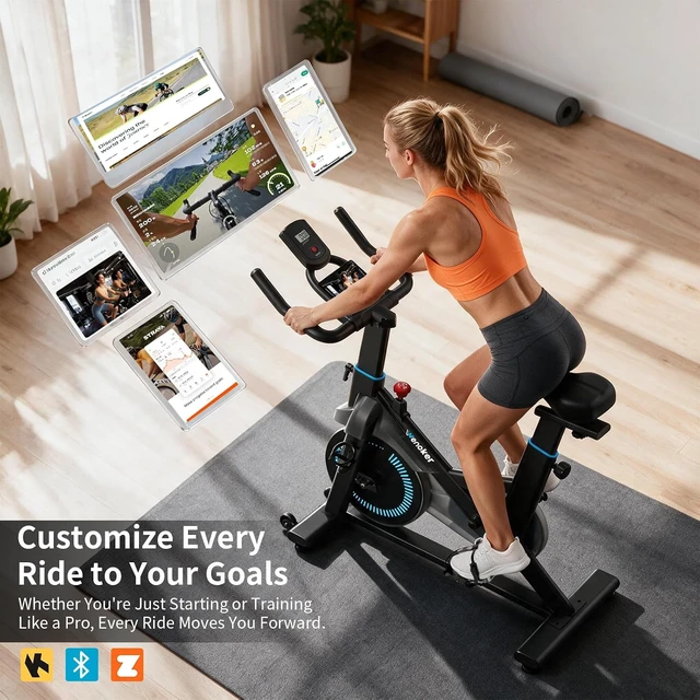 Alt view image 6 of 7 - Wenoker Exercise Bike, Magnetic Stationary Bike for Home with APP