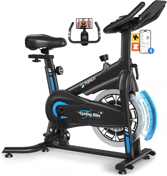 Main image of Exercise Bikes for Home,Spin Bike with Adjustable Magnetic,Brake Pad Resistance Silent Belt Drive,350lbs/300lbs Weight Capacity &Upgraded Version Seat for Home Cardio&Weight Loss(QM-530W)