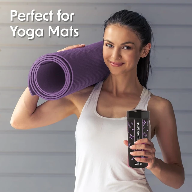 Alt view image 4 of 7 - Wipex Yoga Mat Cleaner & Fitness Gym Wipes - Natural Lavender & Vinegar - 75 Count for Cleaning Yoga Mats, Spinning & Peloton Bikes, Weight Machines & Surfaces - 12 Pack Case