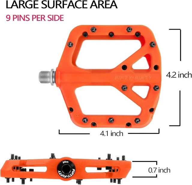 Alt view image 3 of 6 - FIFTY-FIFTY Mountain Bike Pedals, Non-Slip MTB Nylon Composite Flat Pedals