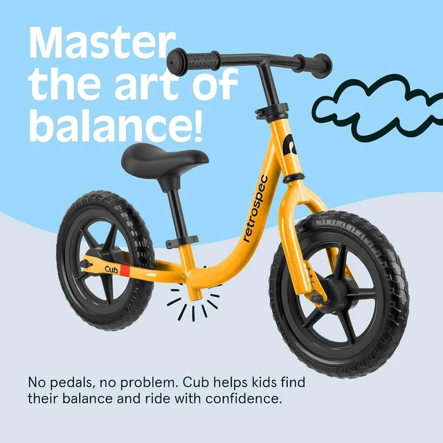 Alt view image 4 of 7 - Retrospec Cub Toddler Balance Bike for Ages 18 Months - 3 Years - 12in No-Pedal Beginner Bicycle with Adjustable Seat, Puncture-Proof Tires & Safe Low Frame Design