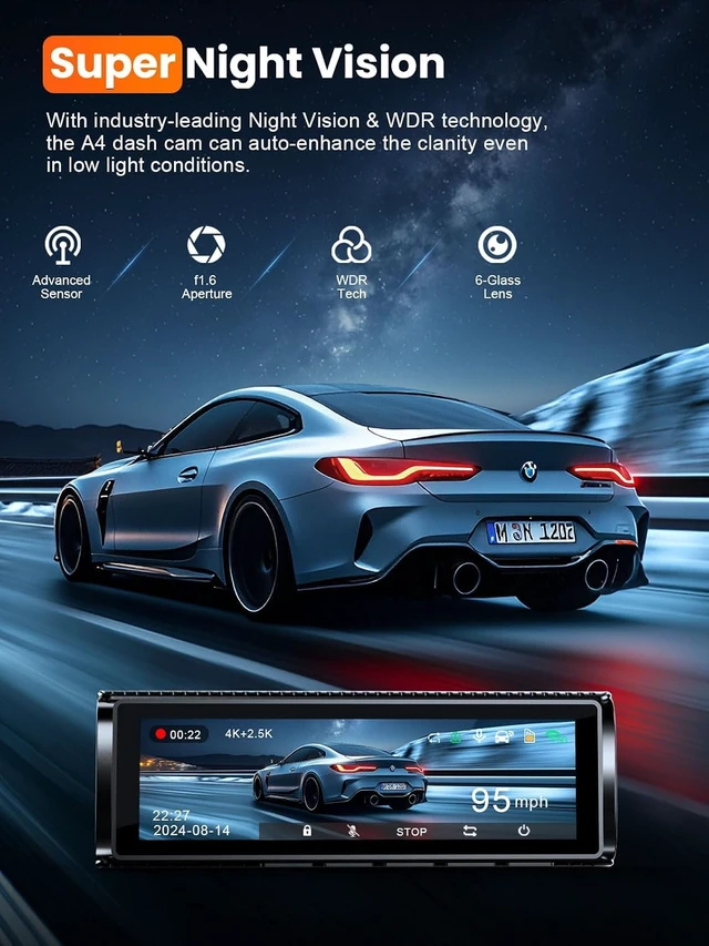 Alt view image 7 of 7 - Affver 4K+2.5K Dash Cam Front and Rear, Built-in 5G WiFi 6 GPS Dual Dashcam