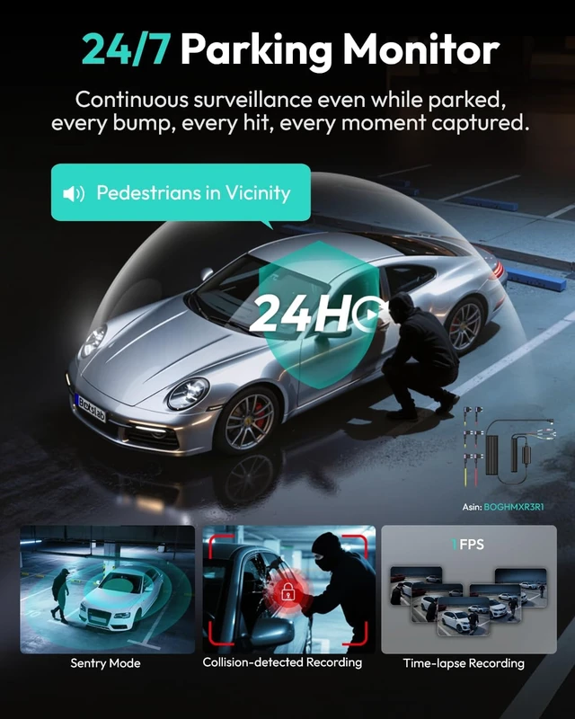 Alt view image 4 of 7 - BOTSLAB 4 Channel 360° Dash Cam, 128GB Card, Voice Control, App Control